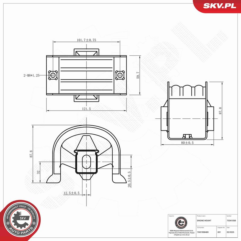 ESEN SKV 75SKV268 Variklio pagalvė
