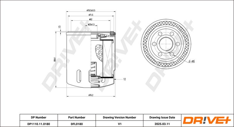 Filtru ulei DP1110.11.0180 Dr!ve+