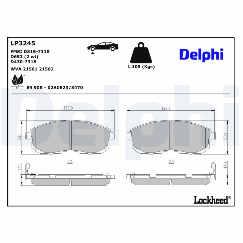 DELPHI LP3245 Brake Pad Set, disc brake