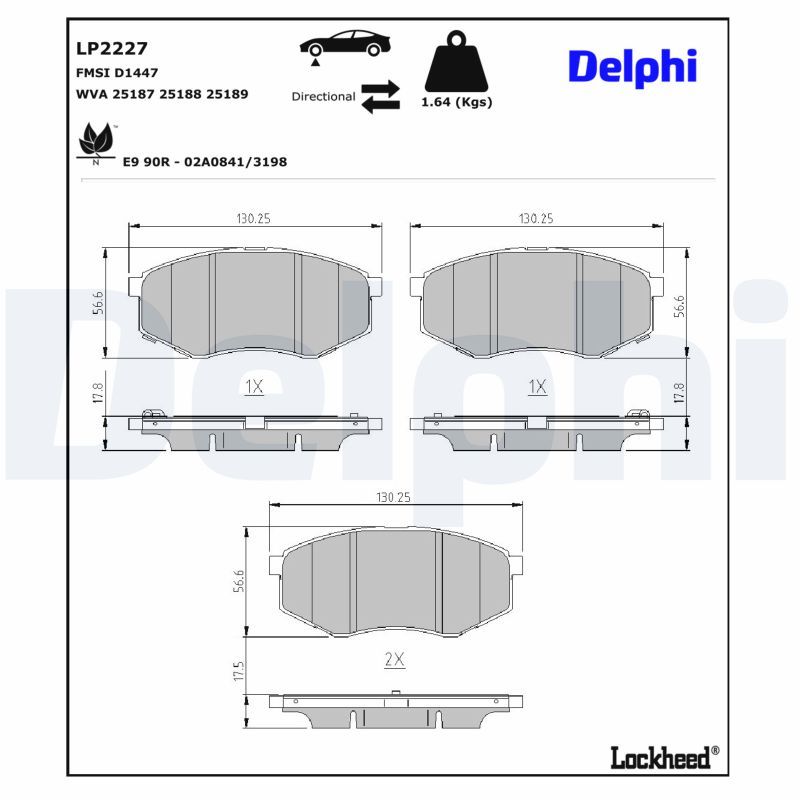 Piduriklotsi komplekt, ketaspidur, DELPHI LP2227