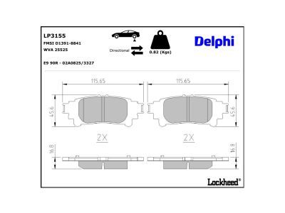 DELPHI LP3155 - Diskinių stabdžių kaladėlių komplektas