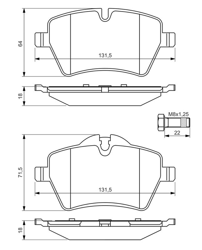 Piduriklotsi komplekt, ketaspidur, BOSCH 0 986 494 489