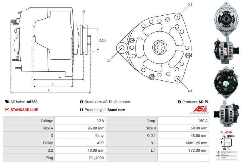 AS-PL A6289 Alternator