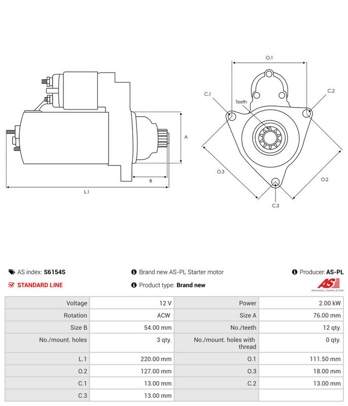 Starter AS-PL S6154S