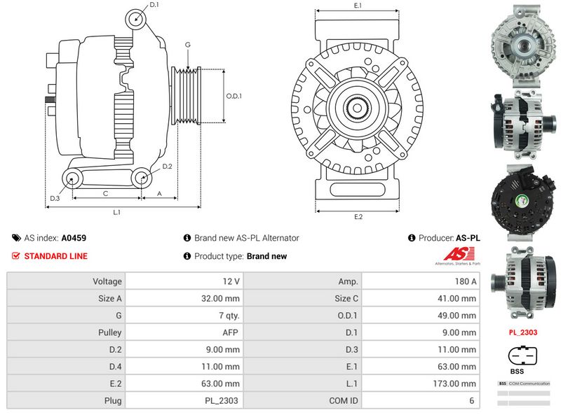 AS-PL A0459 Alternator