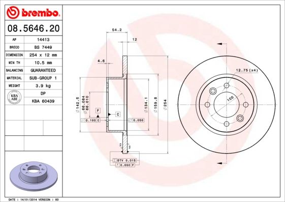 BREMBO féktárcsa 08.5646.20