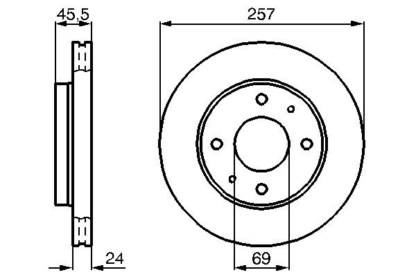 BOSCH диск тормозной передний HYUNDAI Sonata, Lantra - 96-257*24