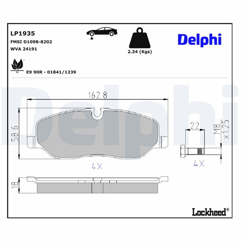 DELPHI LP1935 Brake Pad Set, disc brake