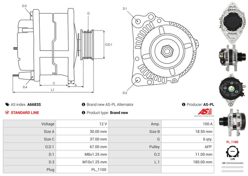 AS-PL A6683S Alternator