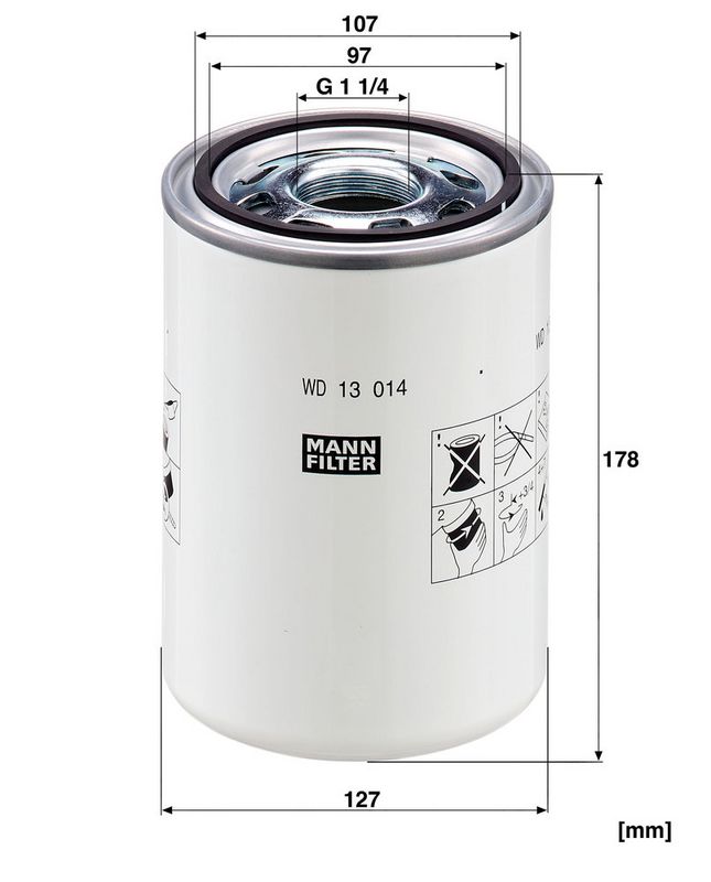 Hydraulisch filter (centrifugaal oliefilter, geschroefd)