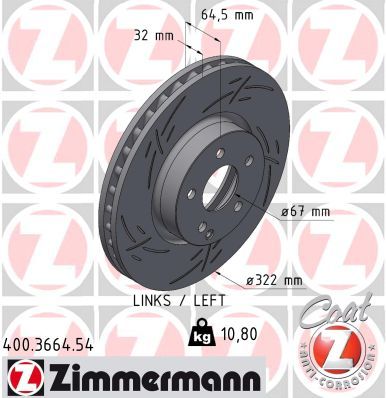 Гальмівний диск, Zimmermann 400.3664.54