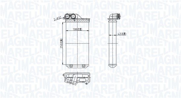 Теплообмінник, система опалення салону, Magneti Marelli 350218460000