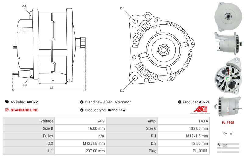 AS-PL A0022 Alternator