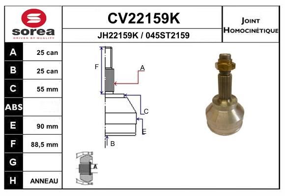 EAI csuklókészlet, hajtótengely CV22159K