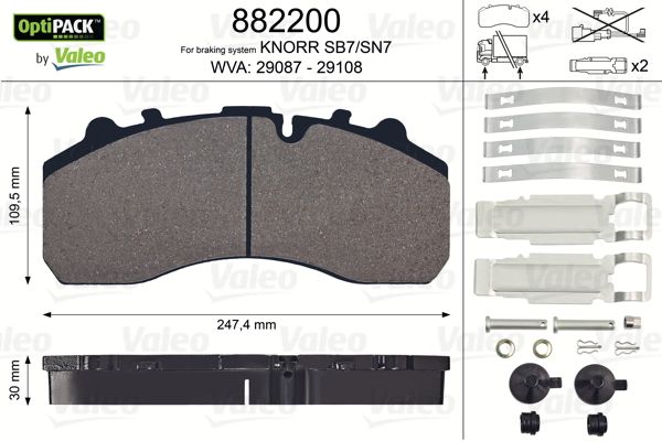 Plaquettes+de+frein+à+disque VALEO 882200