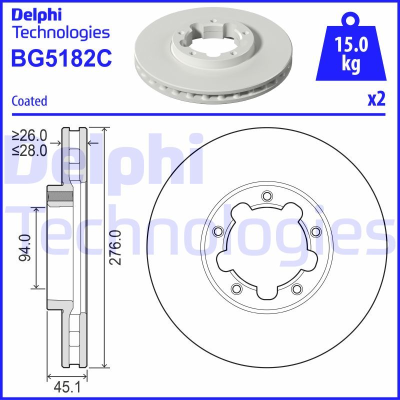 DELPHI NISSAN Диск тормозной NT400 CABSTAR 14-