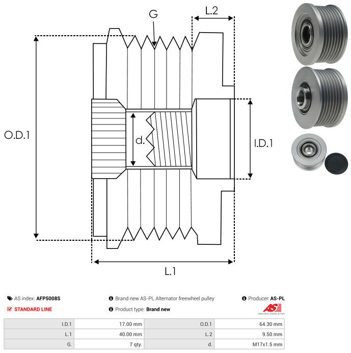 AS-PL AFP5008S Alternator Freewheel Clutch