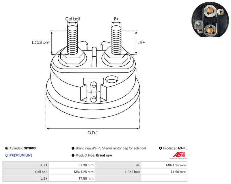 AS-PL SP3003 Cap, starter relay