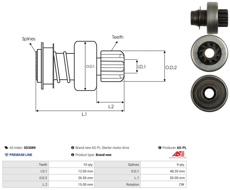 AS-PL SD3089 Freewheel Gear, starter