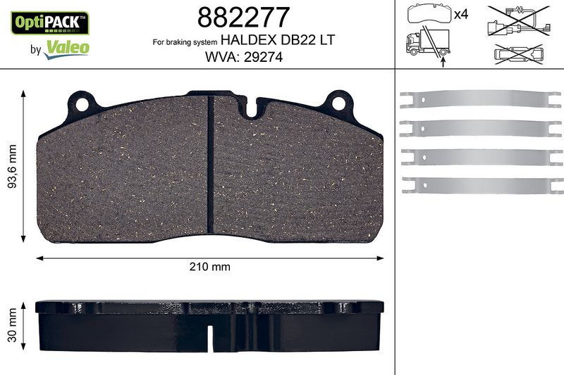 set placute frana,frana disc VALEO OPTIPACK 882277