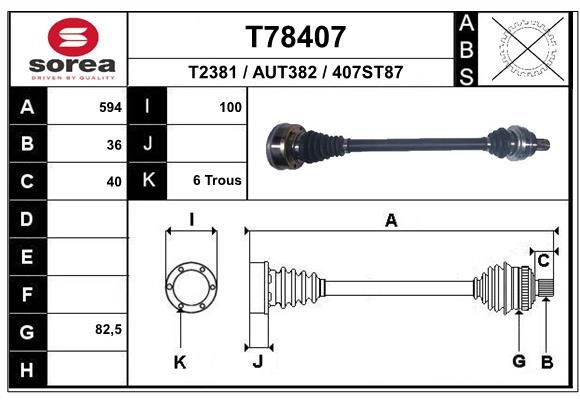 EAI hajtótengely T78407