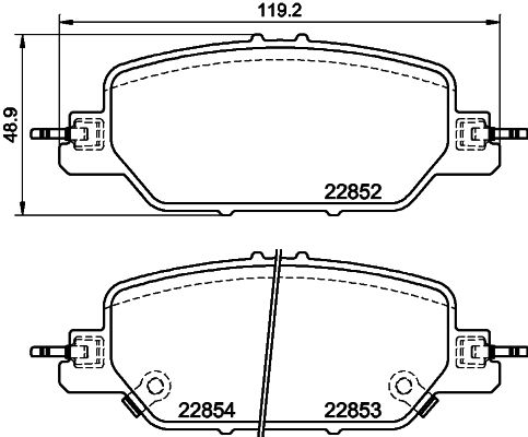 Комплект гальмівних накладок, дискове гальмо, Hella 8DB355039-191