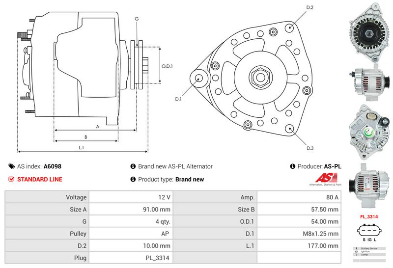 AS-PL A6098 Alternator