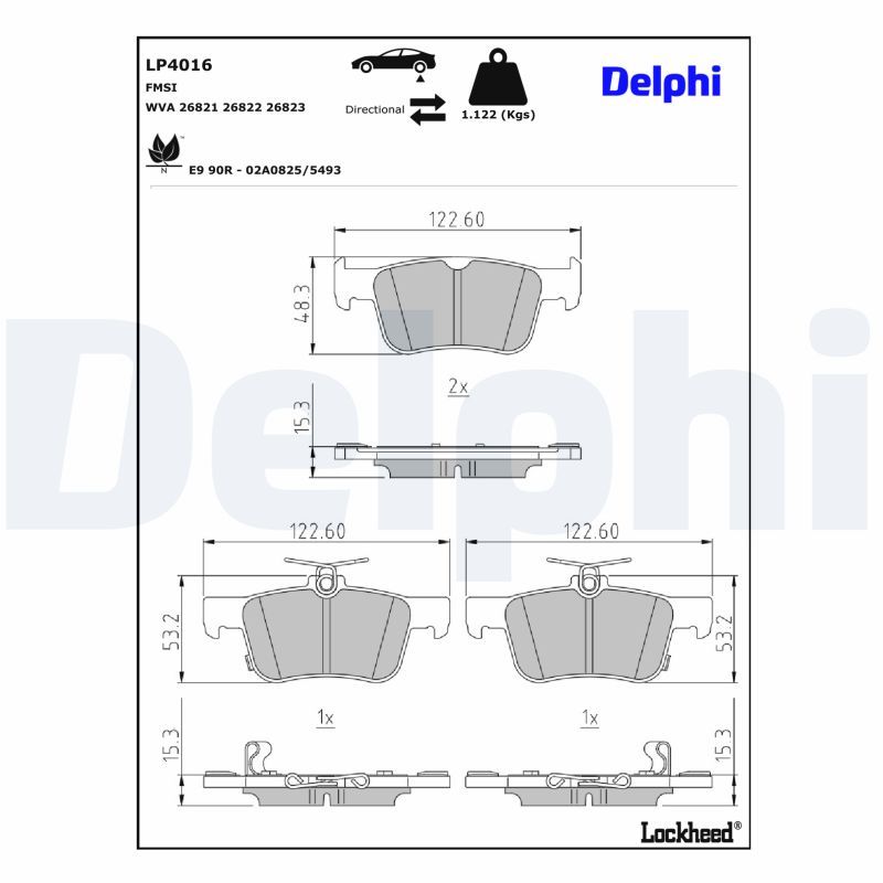 комплект спирачно феродо, дискови спирачки DELPHI