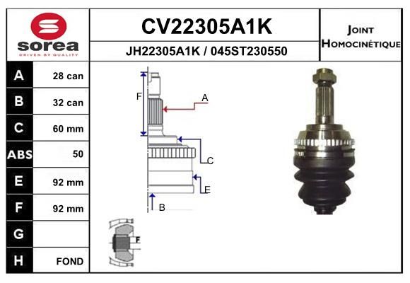 EAI csuklókészlet, hajtótengely CV22305A1K