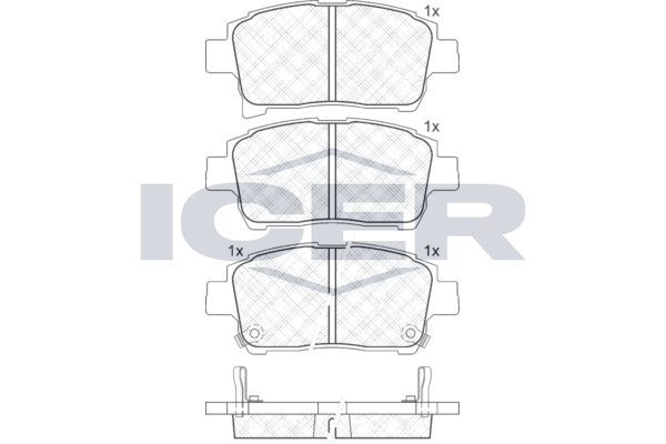 Комплект гальмівних накладок, дискове гальмо, Icer 181583