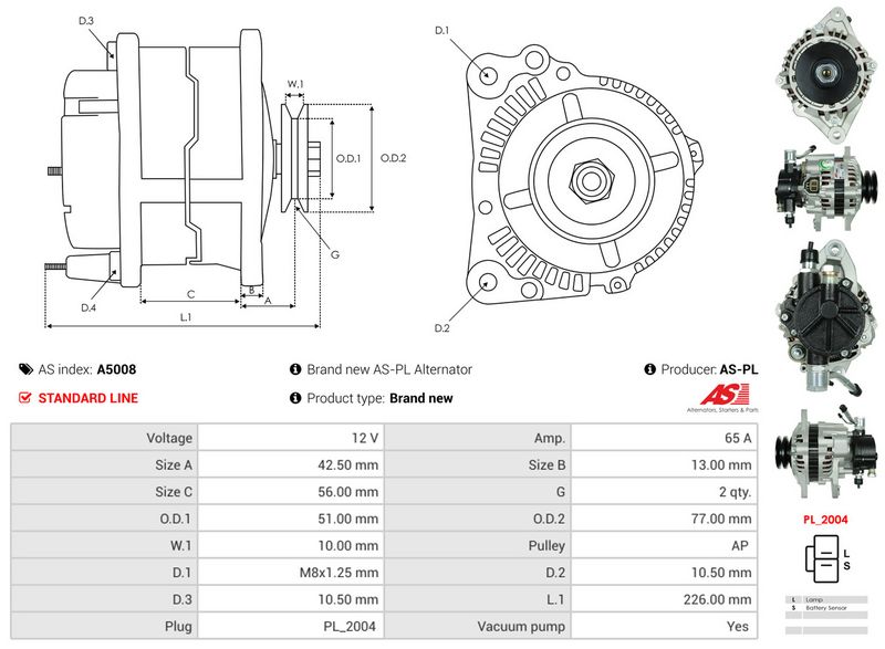 AS-PL A5008 Alternator