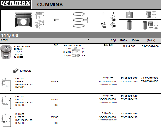 YENMAK Piston 31-03367-000