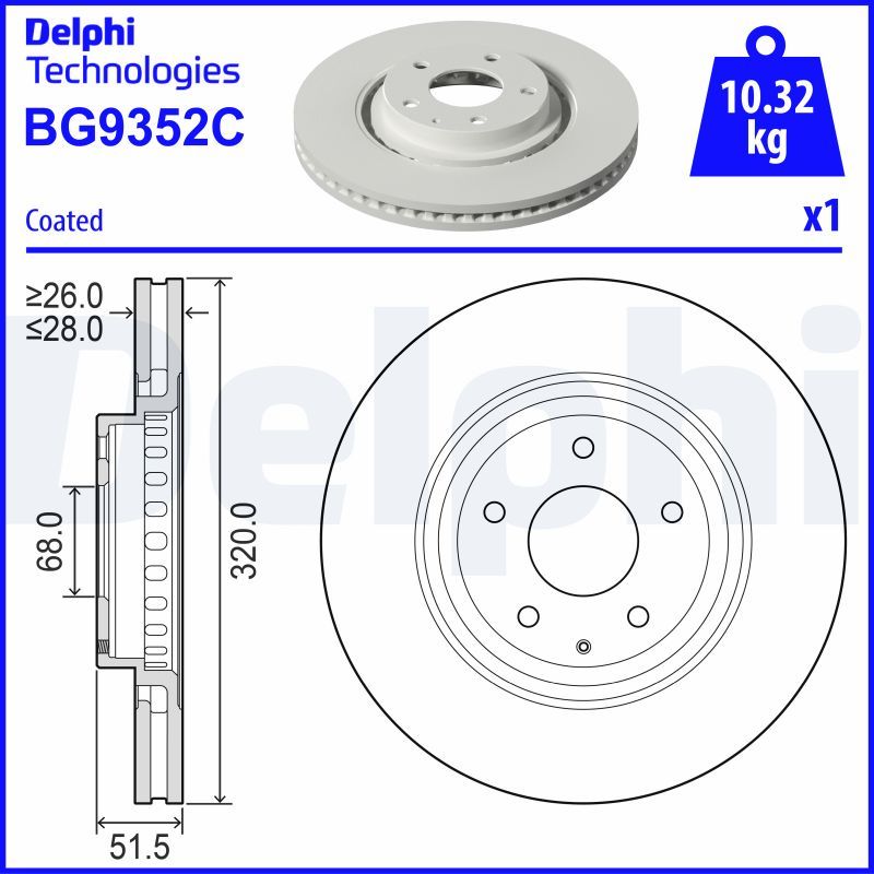 Гальмівний диск, Delphi BG9352C