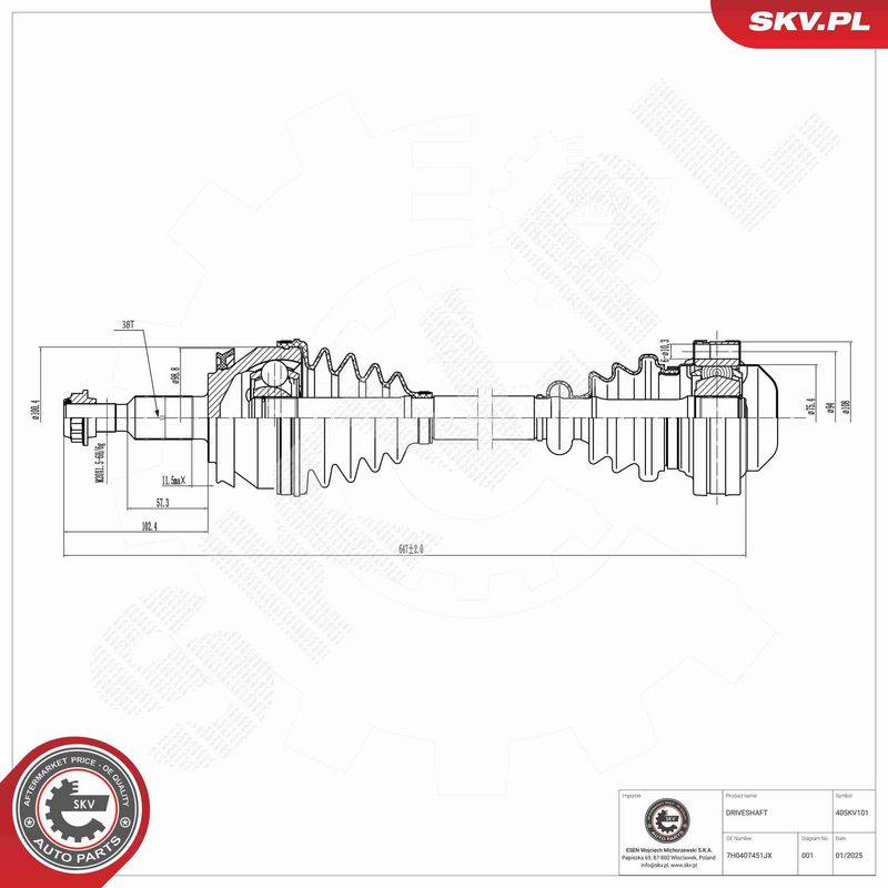 ESEN SKV 40SKV101 Drive Shaft
