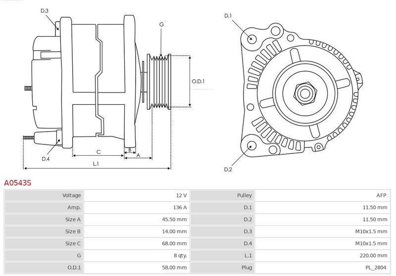 AS-PL A0543S Alternator