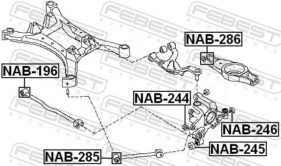 FEBEST NAB-286 Mounting, control/trailing arm