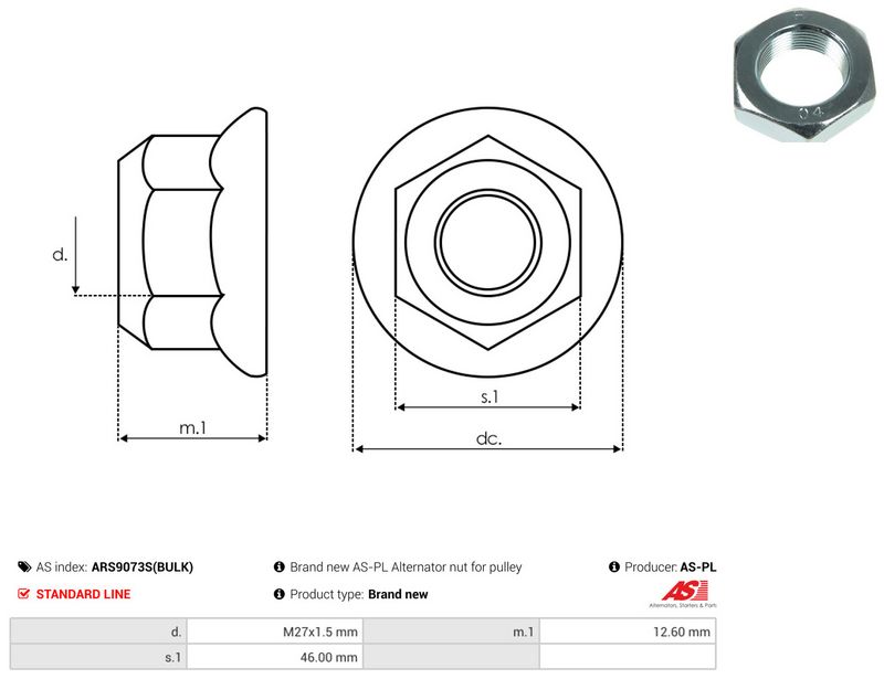 AS-PL ARS9073S(BULK) Repair Set, alternator