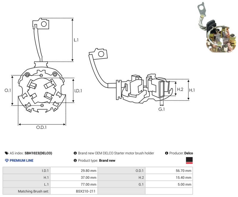 AS-PL SBH1023(DELCO) Holder, carbon brushes