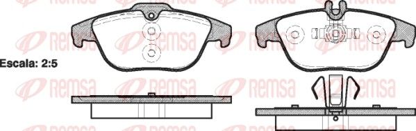 Комплект гальмівних накладок, дискове гальмо, Remsa 1305.00