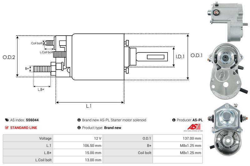 AS-PL SS6044 Solenoid Switch, starter