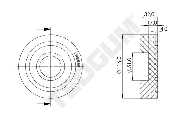 Опорний диск, пересувний підйомник, Tedgum 00844042