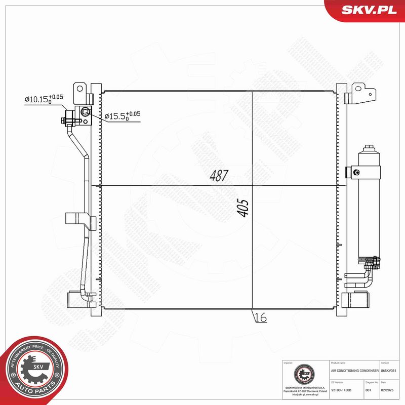ESEN SKV 86SKV361 Condenser, air conditioning