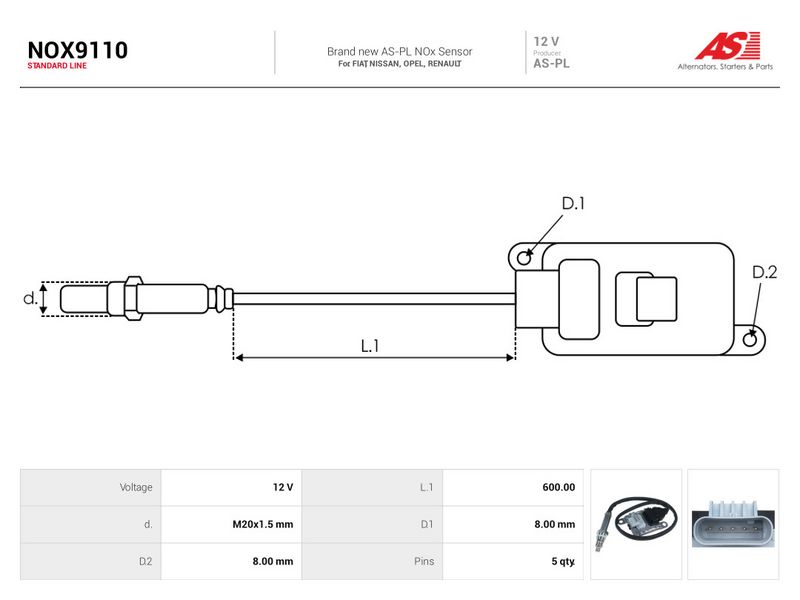 NOx-sensor, karbamiidipritse, AS-PL NOX9110
