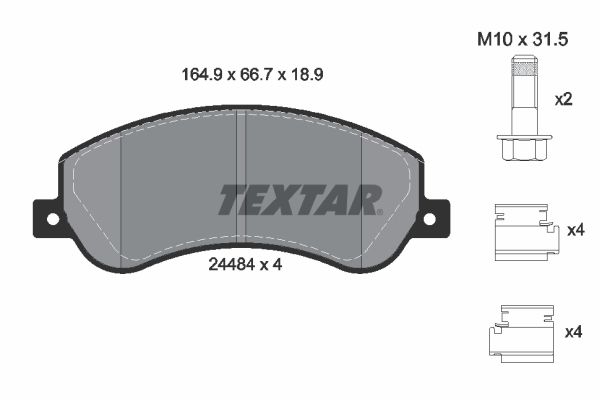 Комплект гальмівних накладок, дискове гальмо, Textar 2448404