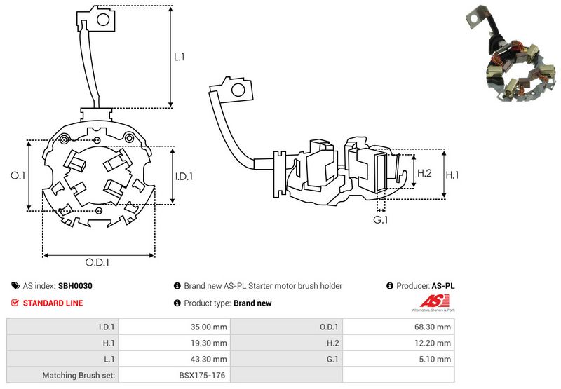 AS-PL SBH0030 Holder, carbon brushes