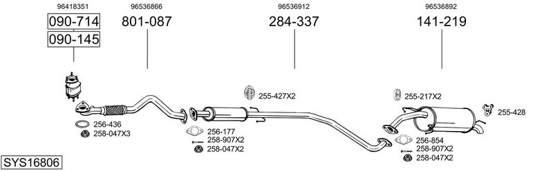 BOSAL kipufogórendszer SYS16806