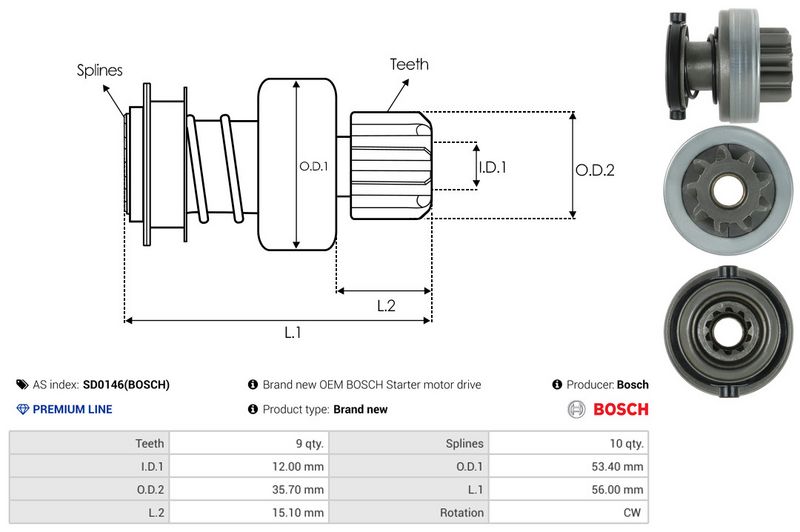 AS-PL SD0146(BOSCH) Freewheel Gear, starter