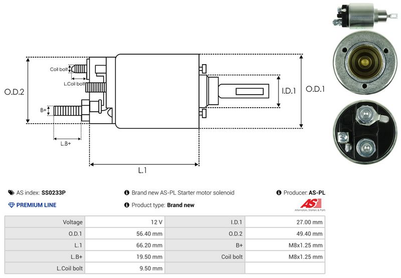 AS-PL SS0233P Solenoid Switch, starter