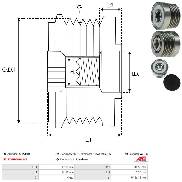 AS-PL AFP0028 Alternator Freewheel Clutch