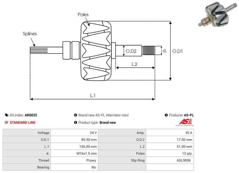 rootor, generaator, AS-PL AR0032
